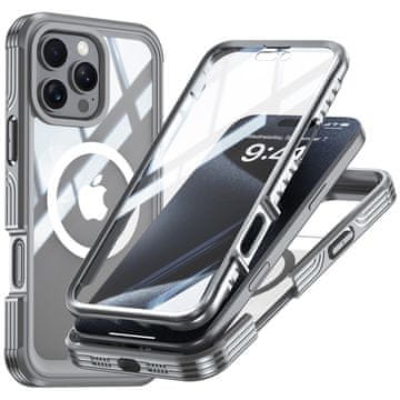 Overboard Ovitek za iPhone 16 Pro Max z zaščitnim steklom za MagSafe, siv