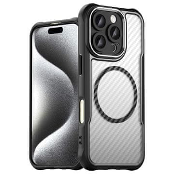GS Ovitek za iPhone 16 Pro Max, Fusion Hybrid Carbon, odporen na MagSafe, črn