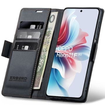 Overboard Ovitek za Oppo Reno 11F, sijoč liči , denarnica s preklopom, črna