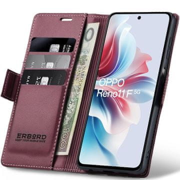 Overboard Ovitek za Oppo Reno 11F, sijoč liči , denarnica s preklopom, rdeča
