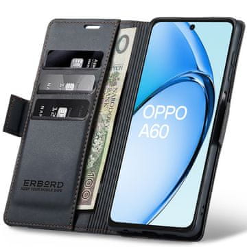 Overboard Ovitek za Oppo A60, sijoč liči , denarnica s preklopom, črna