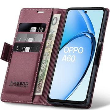 Overboard Ovitek za Oppo A60, sijoč liči, denarnica z zavihkom, rdeča