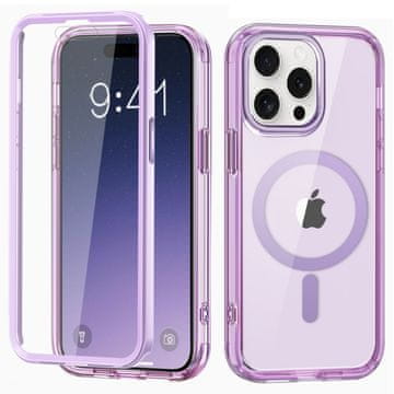 Overboard Hibridni ovitek za iPhone 16 Pro z zaščito zaslona MagSafe, vijoličen, odporen proti udarcem