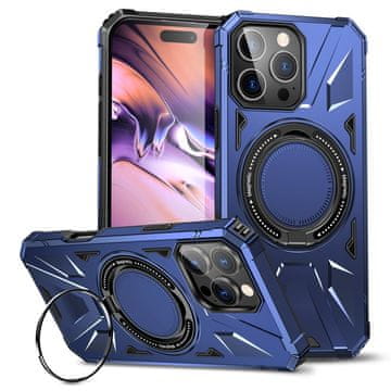 GS Ovitek za iPhone 16 Pro, oklepljen s stojalom in ploščico za držalo, moder