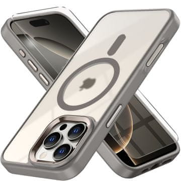 Overboard Ovitek za iPhone 16 Pro Max, za MagSafe, mat ovitek , prozoren / titan + zaščitno steklo za zaslon