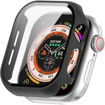 GS Ovitek 2 v 1 + kaljeno steklo za Apple Watch 10/11 46 mm, črn