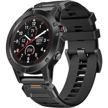 GS Silikonski pašček QuickFit za Garmin Fenix 26 mm, črne barve