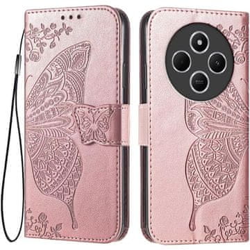 GS Ovitek za Xiaomi Redmi 14C / Xiaomi Poco C75, metulj, roza zlata