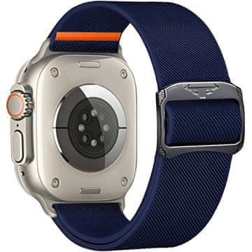 GS Najlonski pašček za Apple Watch 1/2/3/4/5/6/7/8/9/10/11/SE Ultra 1/2/3 42/44/45/46/49 mm, elastičen, temno moder