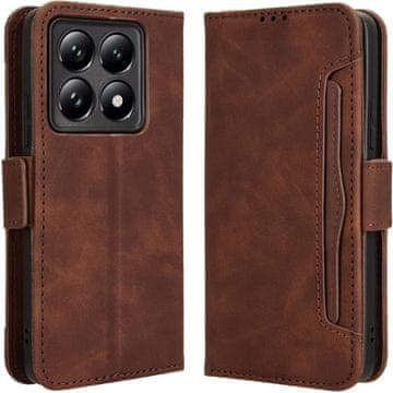 GS Preklopni ovitek za Xiaomi 14T Pro, reža za kartico, rjav