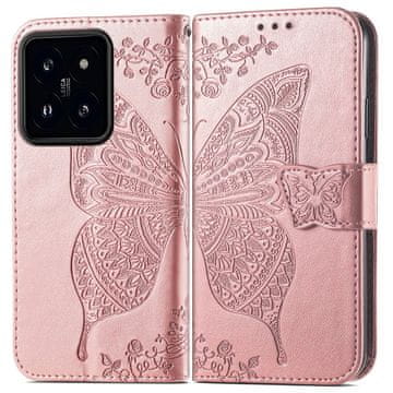 GS Ovitek za Xiaomi 14T Pro, metulj, roza zlata