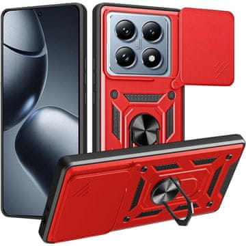 GS Oklepno ohišje za Xiaomi 14T Pro, CamShield Slide, rdeče