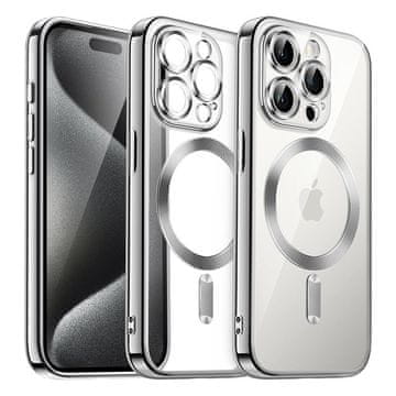 Overboard Ovitek za iPhone 15 Pro, Electro MagSafe, srebrn + zaščita za zaslon