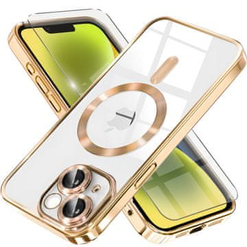 Overboard Ovitek za iPhone 14 Plus, Electro MagSafe, zlat + zaščita za zaslon