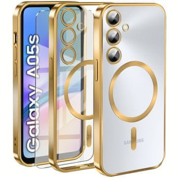 Overboard Ovitek za Samsung Galaxy A05s, Electro MagSafe, zlat + zaščitno steklo za zaslon