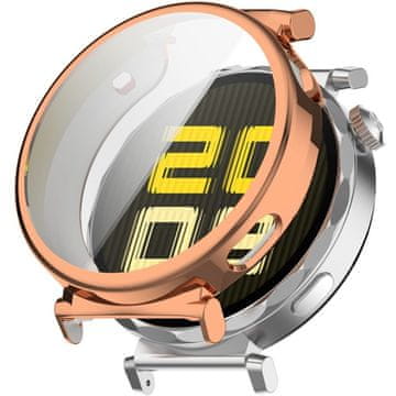 GS Ovitek 2 v 1 z zaščitno folijo za Huawei Watch GT 5 Pro 42 mm, roza zlat