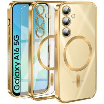 Overboard Ovitek za Samsung Galaxy A16 / A16 5G, Electro MagSafe, zlat + zaščitno steklo za zaslon