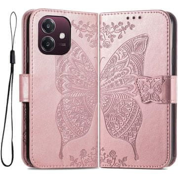 GS Preklopni ovitek za Oppo A40 / Oppo A40m, metuljček, roza zlata