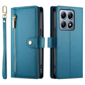 GS Ovitek s preklopom za Xiaomi 14T Pro, denarnica z zadrgo, moder