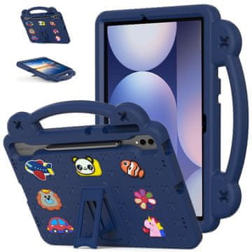 GS Ovitek za Samsung Galaxy Tab S10+ Plus, ljubki vzorci, s stojalom, temno moder