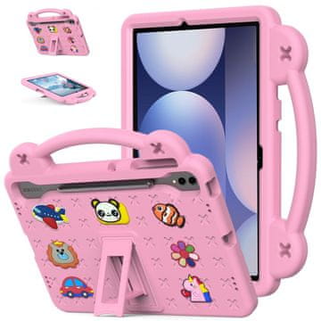 GS Ovitek za Samsung Galaxy Tab S10+ Plus, ljubki vzorci, s stojalom, roza