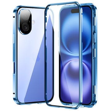 GS Ovitek za iPhone 16, dvojno magnetno steklo, moder