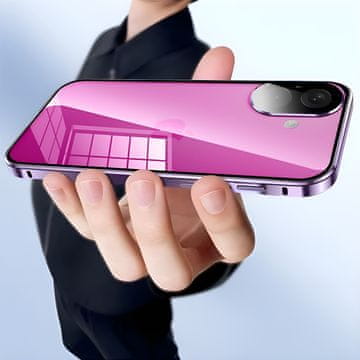 GS Ovitek za iPhone 16, dvojno magnetno steklo, vijoličen