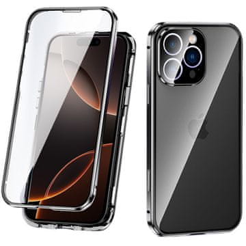 GS Ovitek za iPhone 16 Pro Max, dvojno magnetno steklo, črn