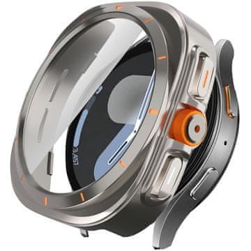GS Ovitek 2 v 1 + kaljeno steklo za Samsung Galaxy Watch 7 44 mm, titanovo zlato