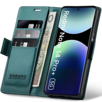 Overboard Ovitek za Xiaomi Redmi Note 14 Pro+ 5G / Xiaomi Poco X7 5G / Xiaomi Redmi Note 14 Pro 5G, sijajni liči, denarnica s preklopom, zelena