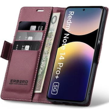 Overboard Ovitek za Xiaomi Redmi Note 14 Pro+ 5G / Xiaomi Poco X7 5G / Xiaomi Redmi Note 14 Pro 5G, sijajni liči, denarnica s preklopom, rdeča