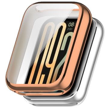 GS Ovitek 2 v 1 z zaščitnim ovitko za zaslon za Xiaomi Smart Band 9 Pro, roza zlat