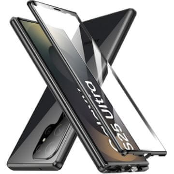 GS Ovitek za Samsung Galaxy S25 Ultra, dvojno magnetno steklo, črn