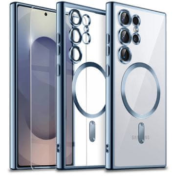 GS Ovitek za Samsung Galaxy S25 Ultra, Electro MagSafe, temno moder + zaščita za zaslon
