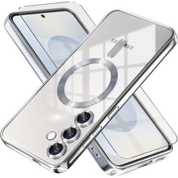 GS Ovitek za Samsung Galaxy S25+ Plus, Electro MagSafe, srebrn + zaščitno steklo za zaslon