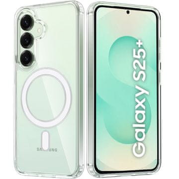 GS Ovitek za Samsung Galaxy S25+ Plus, Fusion Hybrid, za MagSafe, prozoren + 9H steklo za zaslon