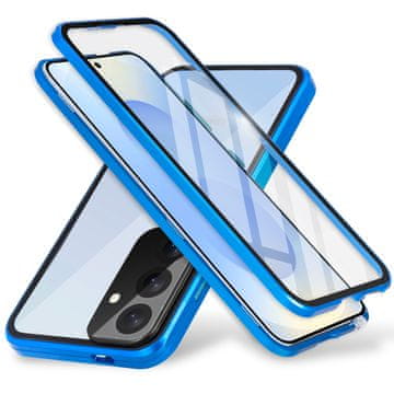 GS Ovitek za Samsung Galaxy S25+ Plus, dvojno magnetno steklo, moder