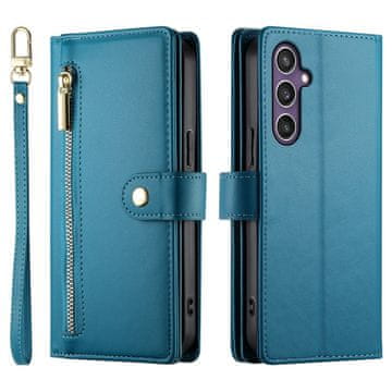 GS Ovitek za Samsung Galaxy S25+ Plus, denarnica z zadrgo, moder