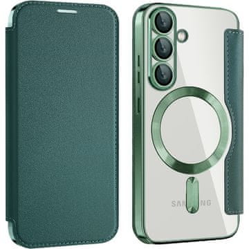 GS Ovitek za Samsung Galaxy S25+ Plus, RFID denarnica MagSafe z zaščito kamere, zelen
