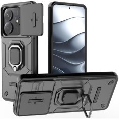 Overboard Ovitek za Xiaomi Redmi Note 14 5G, stojalo za kamero, črn + 9H steklo