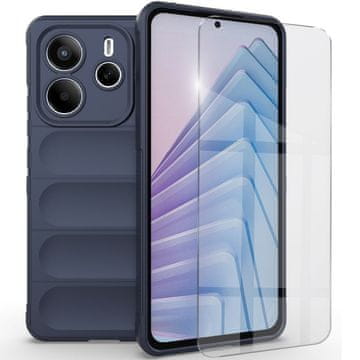 GS Ovitek za Xiaomi Redmi Note 14 5G, igralni, udarno odporen, temno moder + 9H steklo