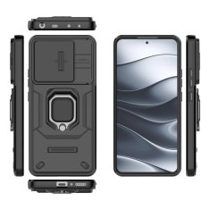 Overboard Ovitek za Xiaomi Redmi Note 14 5G, stojalo za kamero, črn + 9H steklo