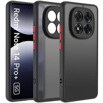 GS Silikonski ovitek za Xiaomi Redmi Note 14 Pro+ 5G, z zaščito kamere, prozoren/črn