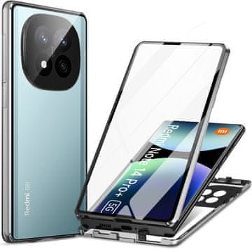 GS Ovitek za Xiaomi Redmi Note 14 Pro+ 5G, magnetno dvojno steklo, srebrn