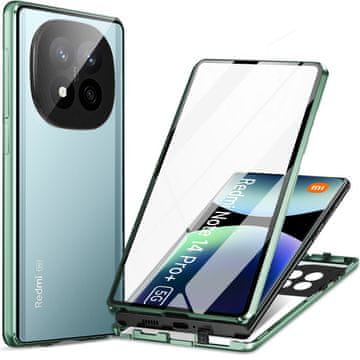 GS Ovitek za Xiaomi Redmi Note 14 Pro+ 5G, magnetno dvojno steklo, zelen