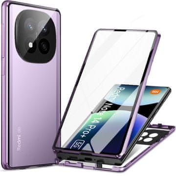 GS Ovitek za Xiaomi Redmi Note 14 Pro+ 5G, dvojno magnetno steklo, vijolično