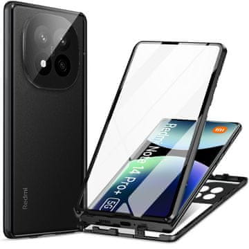 GS Ovitek za Xiaomi Redmi Note 14 Pro+ 5G, magnetno dvojno steklo, črn