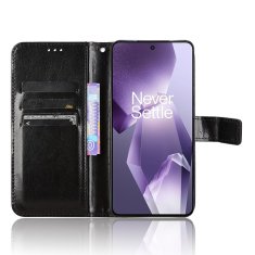 GS Ovitek denarnica Crazy Horse za OnePlus 13R, črn