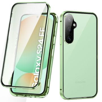 GS Ovitek za Samsung Galaxy S24 FE, dvojno magnetno steklo, zelen