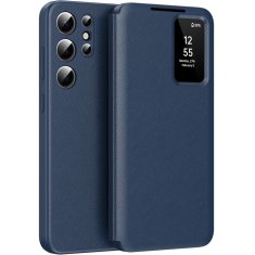 GS Ovitek denarnica s preklopom za Samsung Galaxy S25 Ultra Smart View, moder